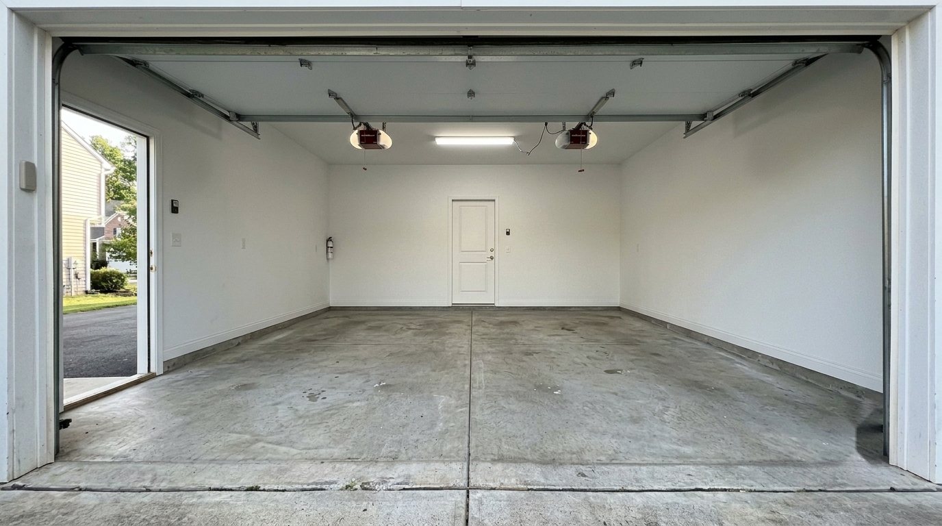 Before — bare concrete garage floor